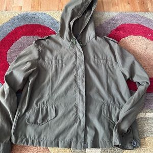 Brandy Melville Hailey Jacket Cropped Olive Green Lightweight Hooded One Size